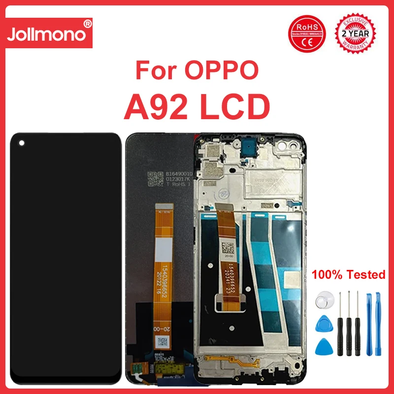 

6,5 "для OPPO A92 LCD дисплей кодирующий преобразователь сенсорного экрана в сборе Замена с рамкой CPH2059