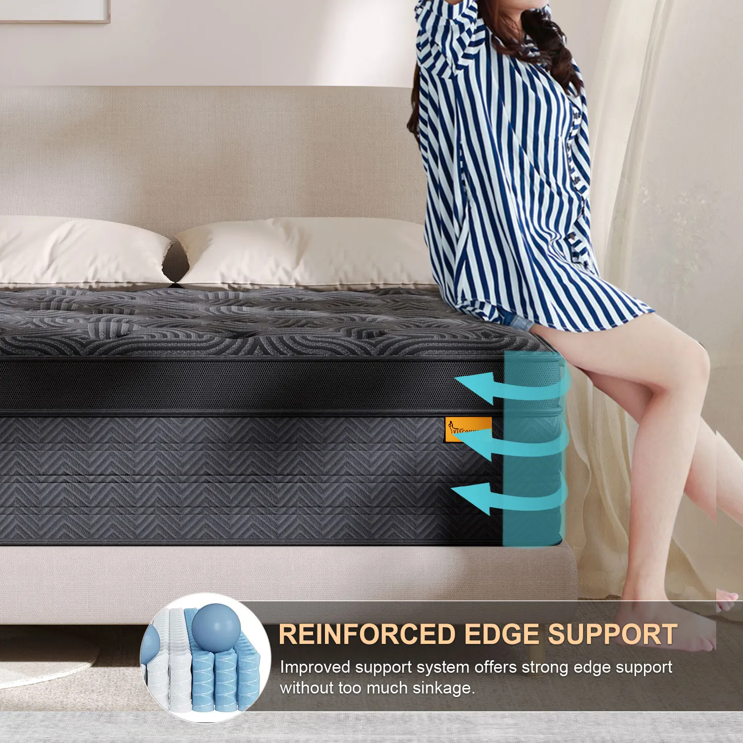 34cm Mattresses Queen Double King Single Euro Top Medium Firm Memory Foam Bed