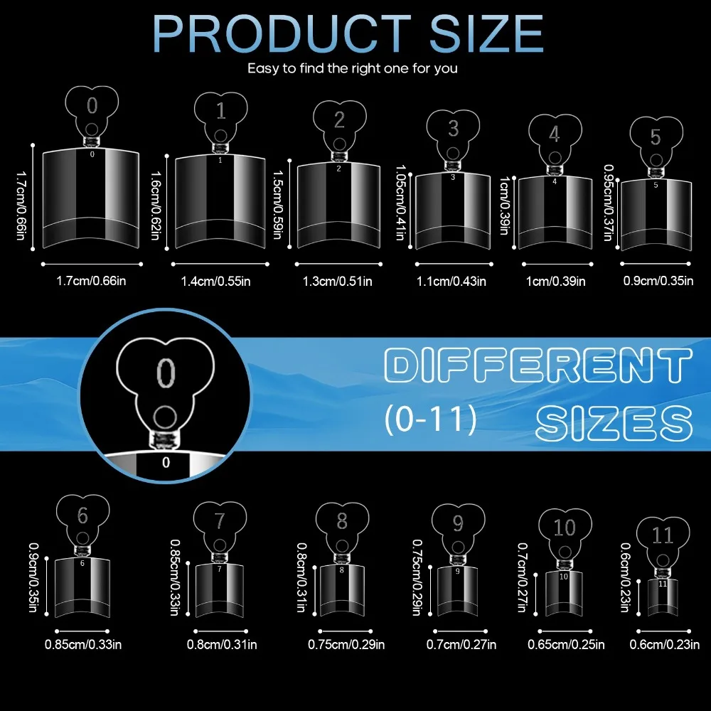 120/240pcs Transparent Nailpop Toe Nail Tips Acrylic Full Cover False Toenail Tips 12 Sizes Artificial Fake Toenail