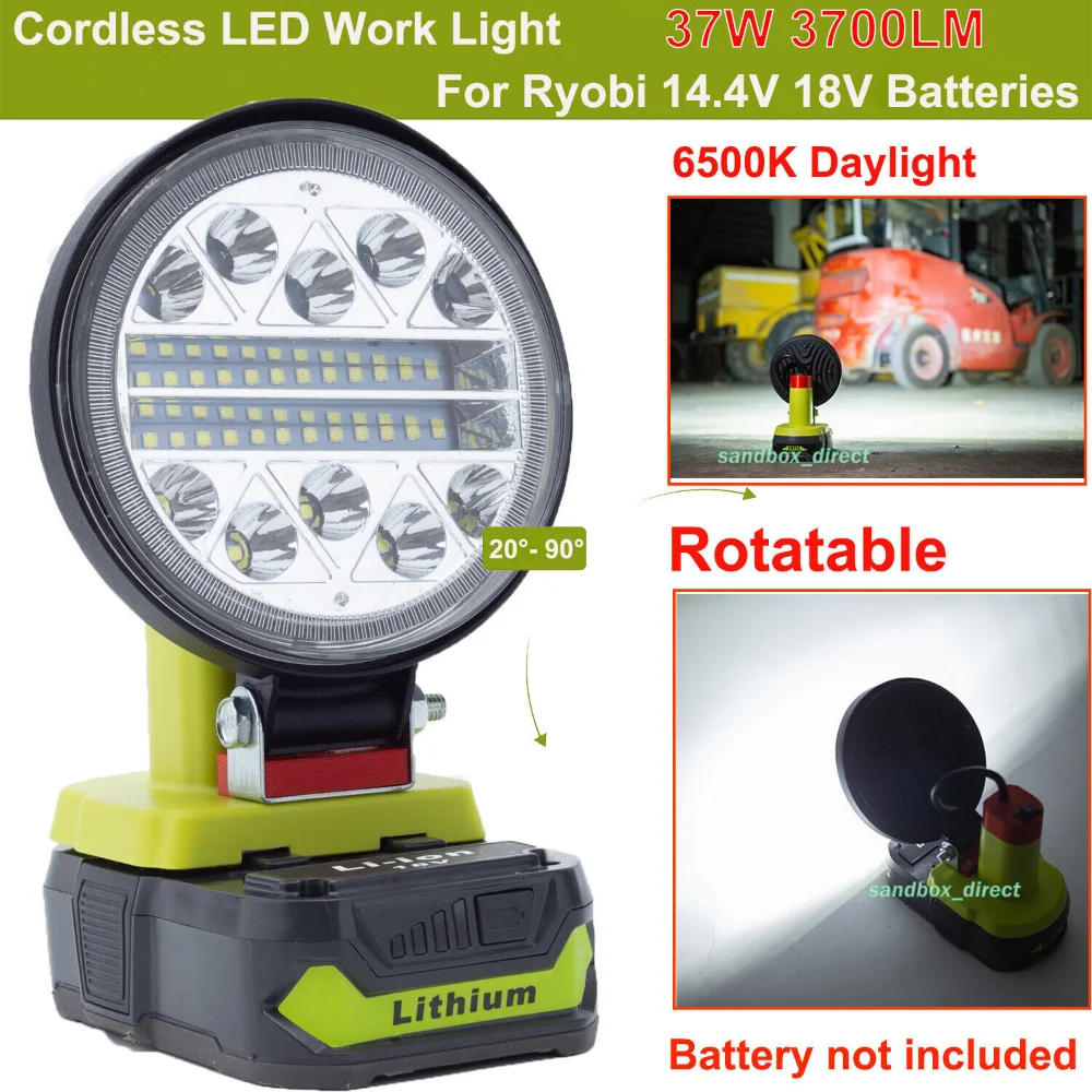 Luz LED de trabajo adecuada para Ryobi One + 14,4 V, 18V, batería de litio y níquel, P108, P104, foco de batería de iones de litio