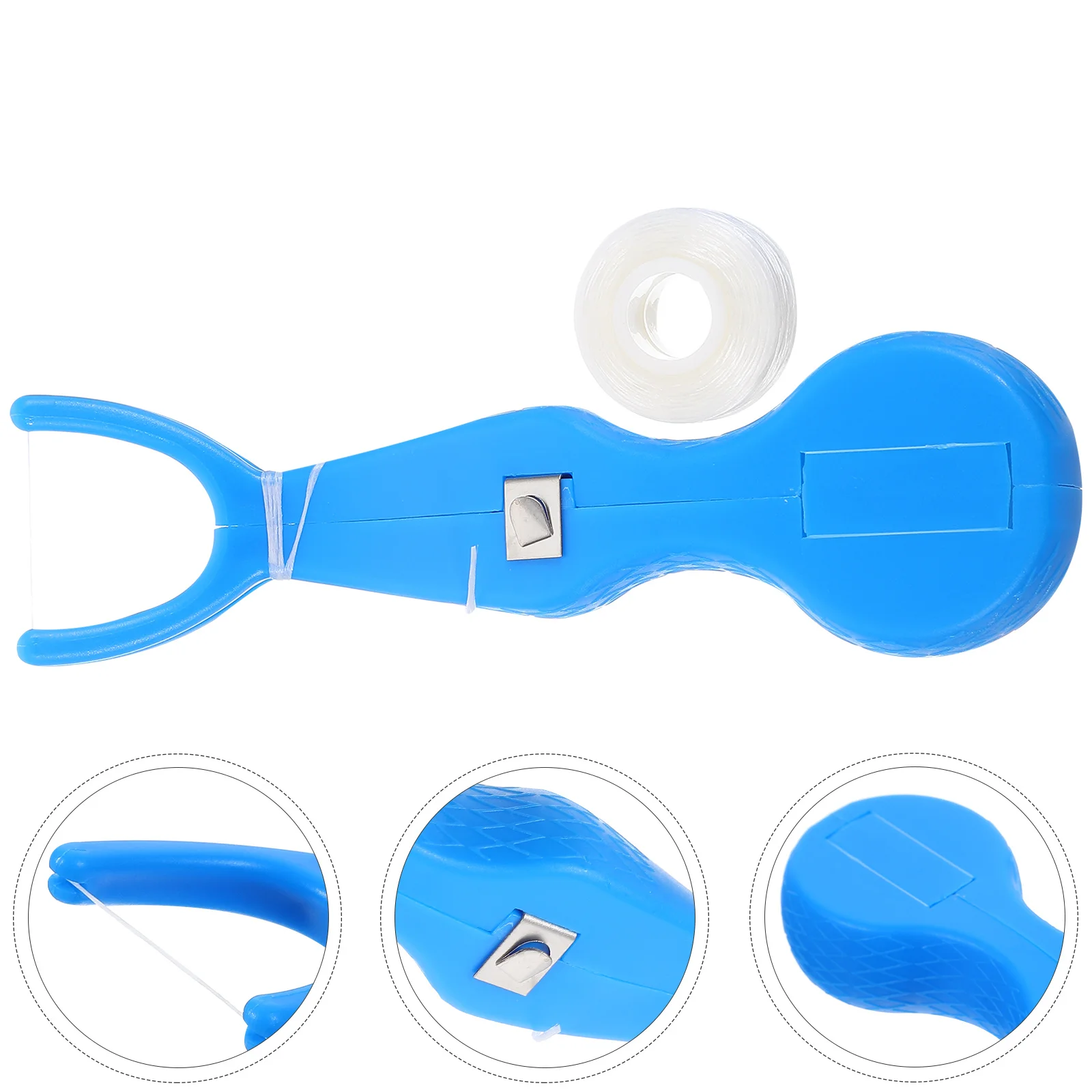 Set di bastoncini di filo interdentale in plastica con 2 pezzi di filo interdentale in nylon, set di strumenti per la pulizia del detergente per la cura dei denti portatile (blu)