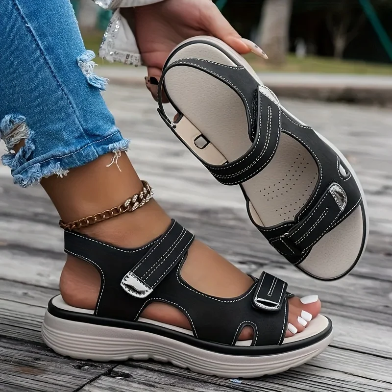2026 Neue modische Keilsandalen im römischen Stil für Damen – rutschfeste Strand- und Schwimmsandalen mit dicker Sohle für Mädchen, Übergröße 43 – Detail 7