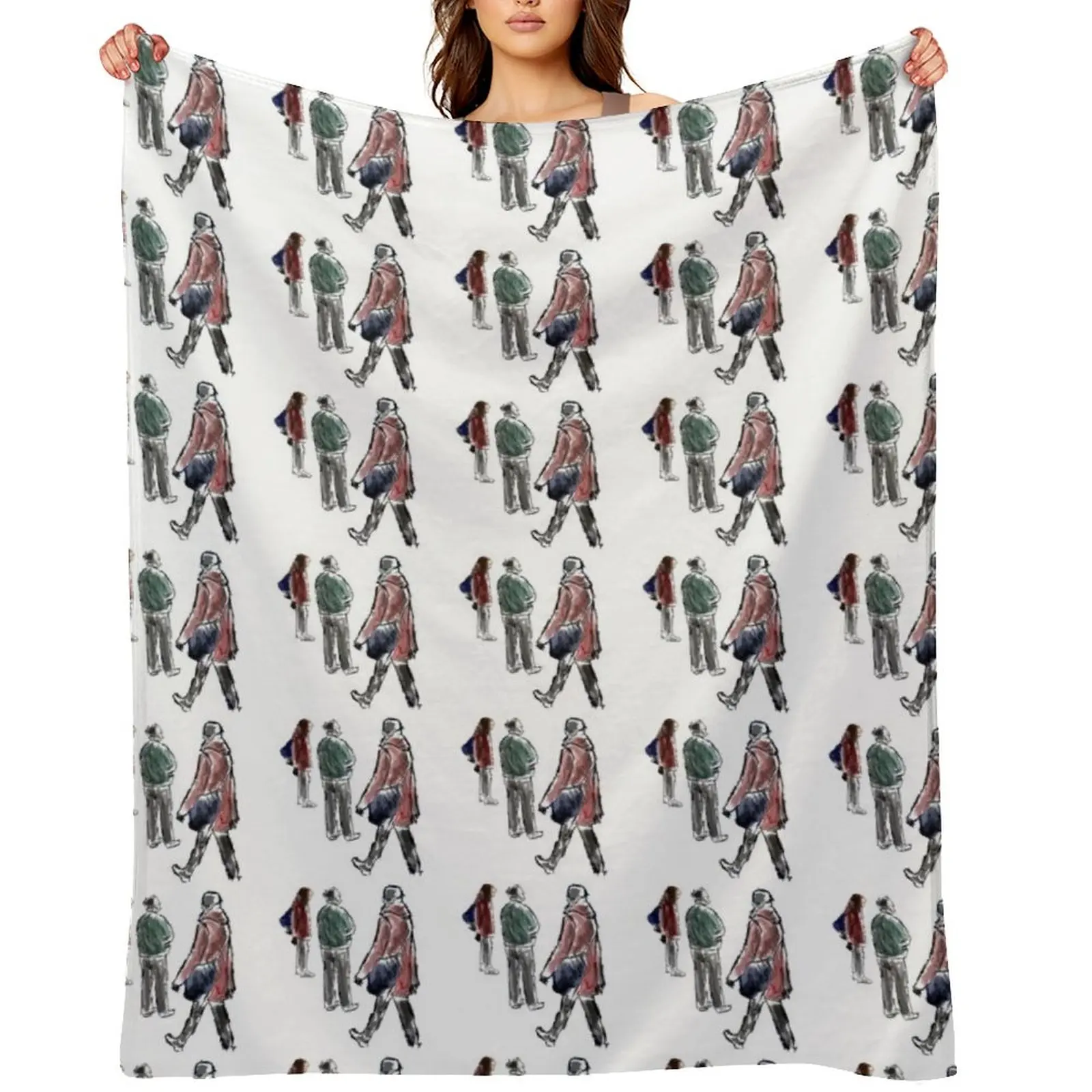 

watercolour and ink drawing Throw Blanket manga Blankets For Baby Plush Luxury Blankets