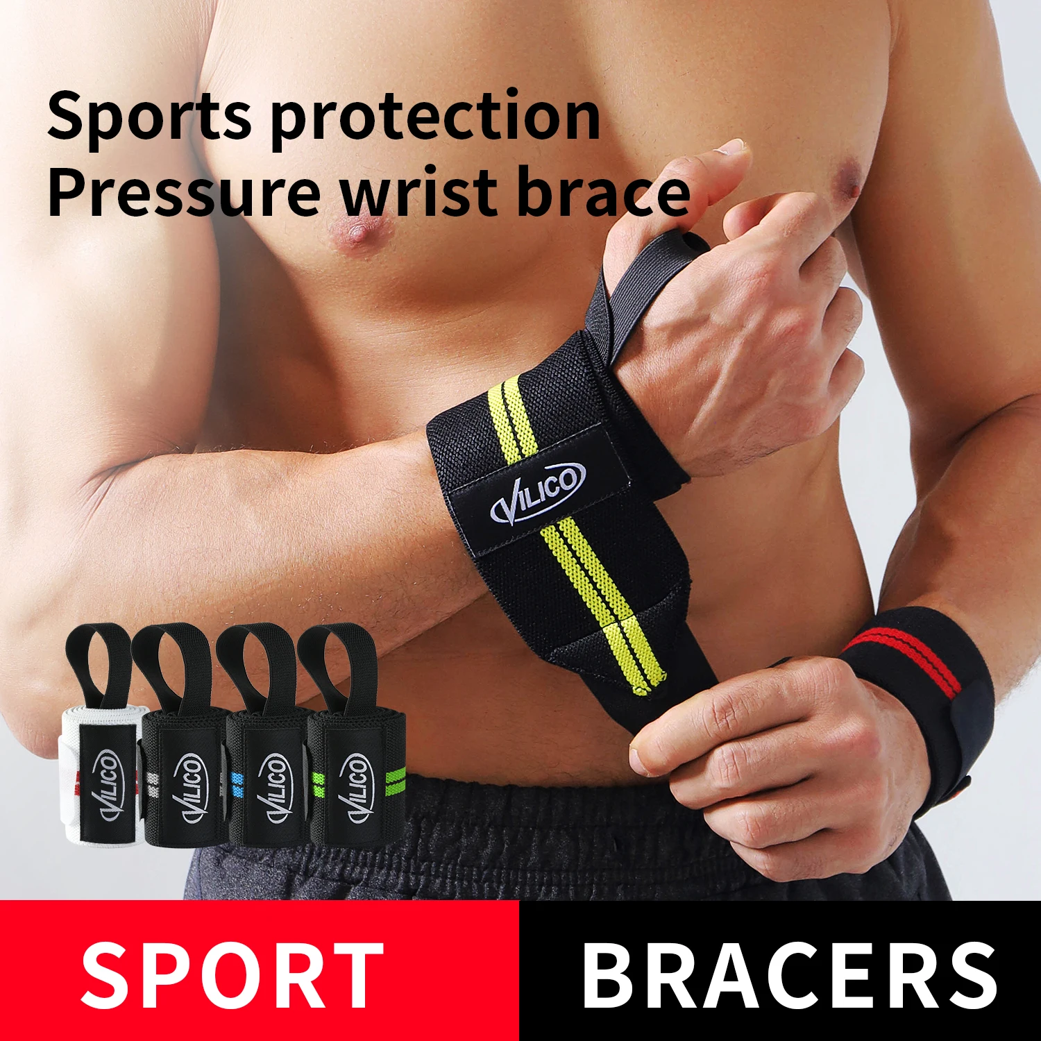 Weightlifting Wrist Wraps Wear-resisting Wrist Support with Heavy Duty Thumb Loop Best Wrist Brace for Training Bodybuilding