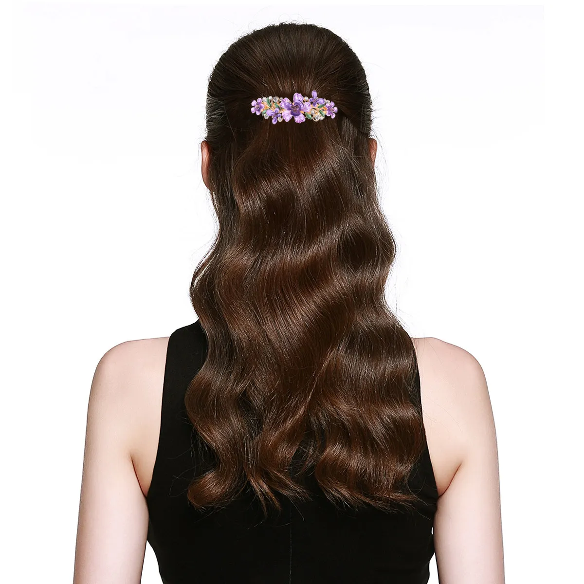 

4Pcs Rhinestone Plum Blossom Decorative Hair Clips Blue Pink Purple Coffee Metal Barrettes Women Hair Accessories Gift Idea