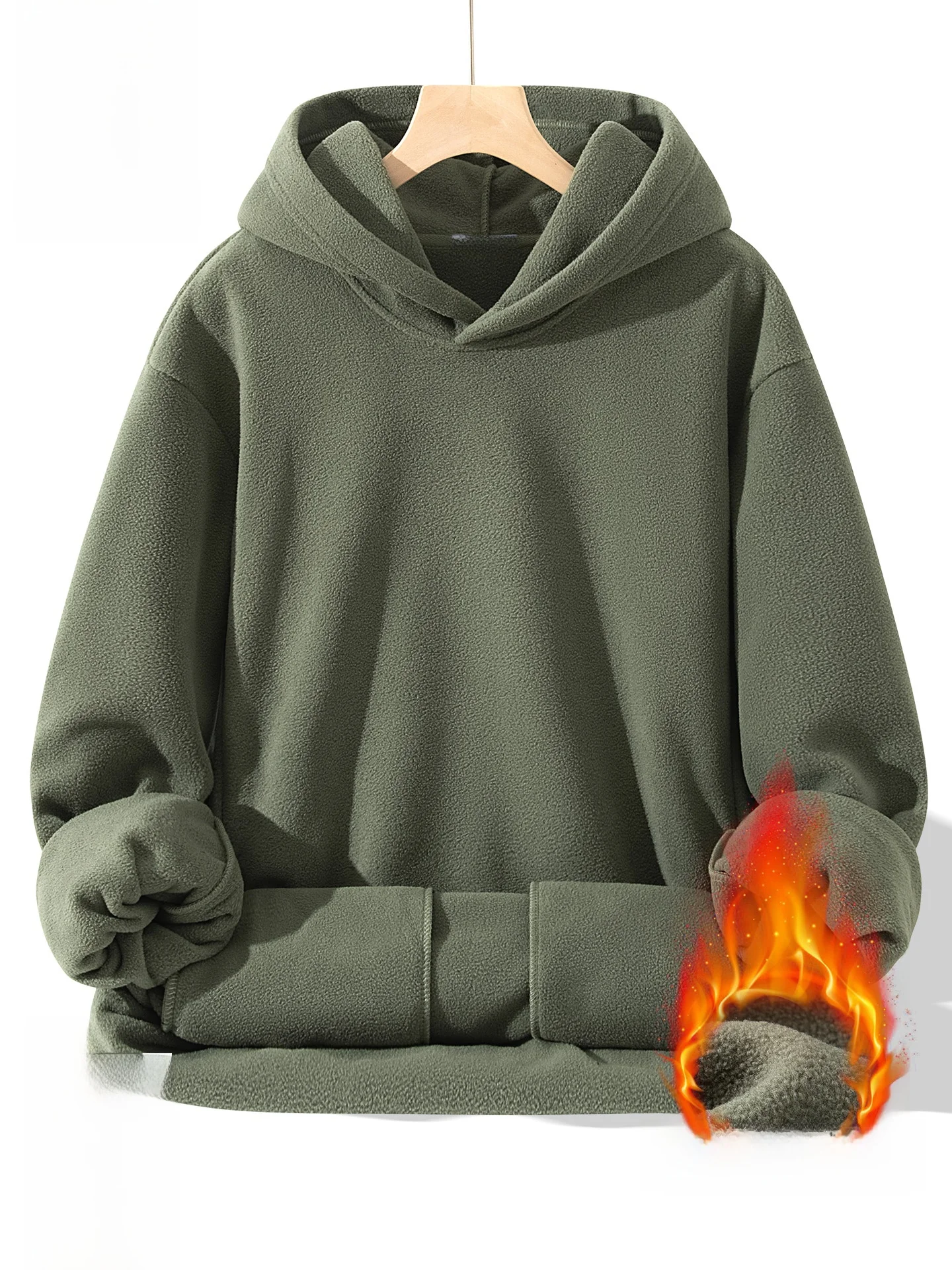 

Warm Fce Hoodie Men's Long Sve Thiened Polyester Fiber Casual Comfortable Sweatirt for Autumn Winter