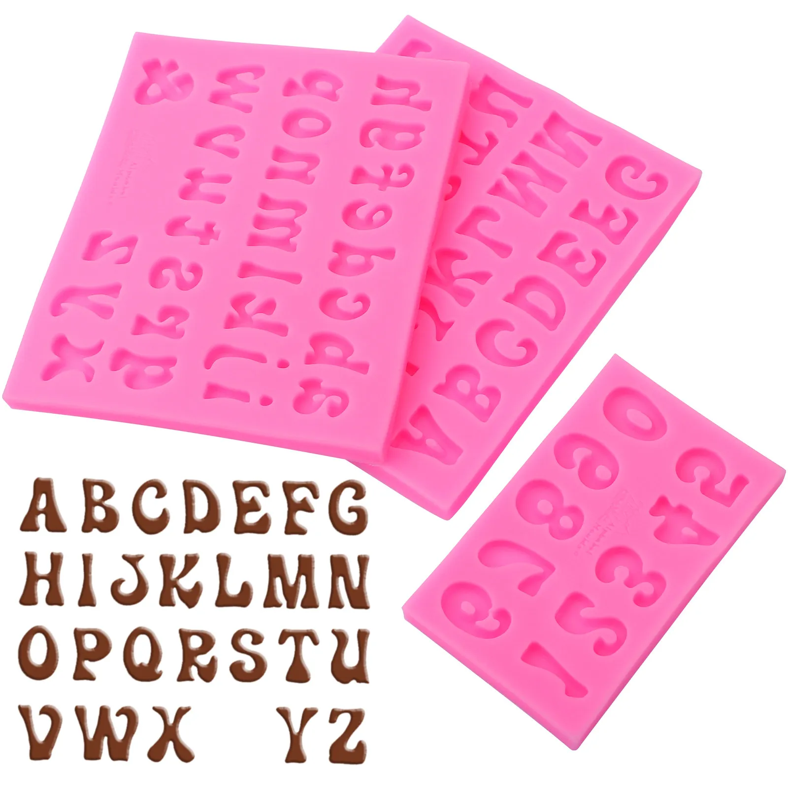 3Pcs Chocolate Alphabet Number Molds Silicone Baking Mold Letters Candy Fondant Gummy Molds Chocolate Letter Mold view 5