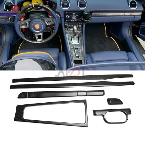 AFDT For Porsche 911 991 718 982 Boxster Cayman 2014-2018 실제 탄소 섬유 센터 콘솔 자동차 인테리어 도어 패널 트림
