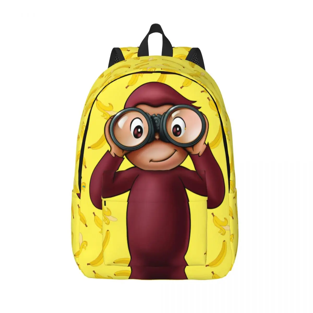 Curious George And Banana Backpack for Men Women Cool Student Hiking Travel Daypack Cartoon Monkey Laptop Canvas Bags Outdoor