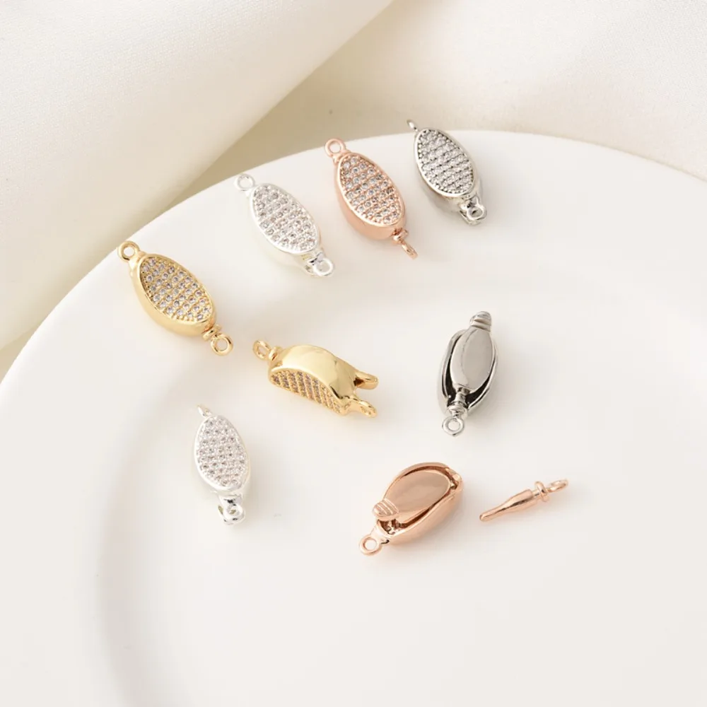 

Медь с покрытием из розового золота и набором с застежкой-цирконом, браслет ручной работы, ожерелье, концевая застежка, застежка-палка, застежка-застежка