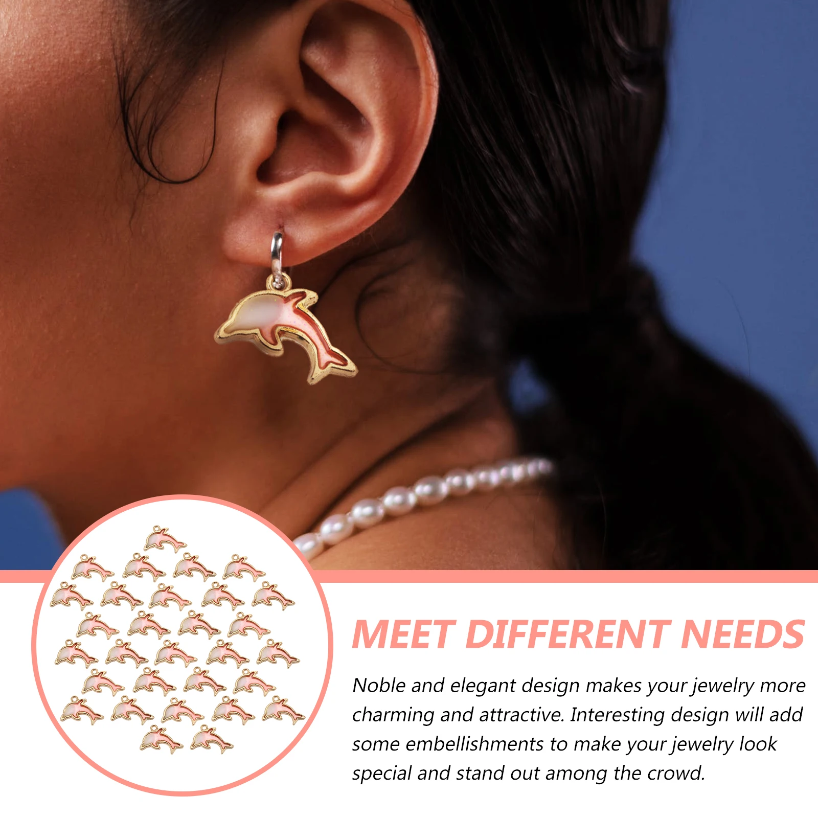 

40 Pcs Alloy Pendant Bracelet Dolphin Necklace for Women Jewelry Charms Making Man
