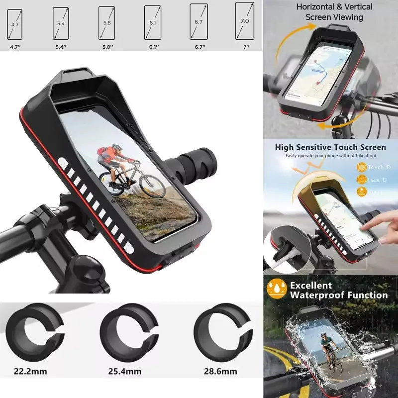 

Universal Waterproof Motorcycle Bike Mobile Phone Holder Bag Case Quick Mount Bicycle MTB Motorbike Handlebar Cellphone Stand