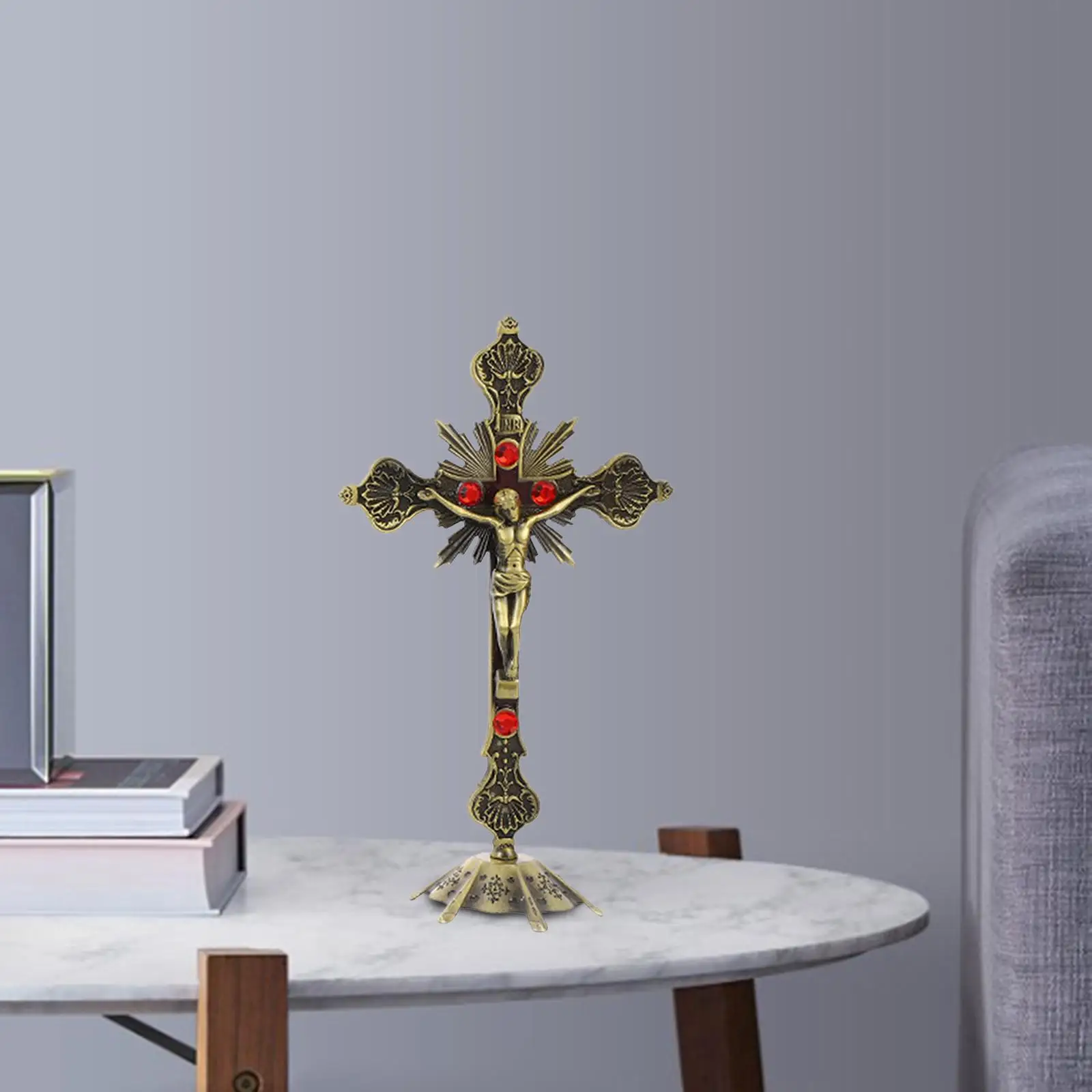 Wall Crucifix Christian Cross Gothic Metal Decorative Keepsake for Home Chapel Car Interior