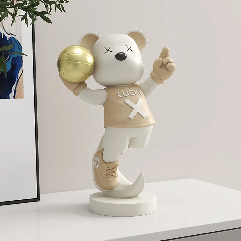 25cm Resin Bear Statue Creative Animal Sculptures Nordic Morden Art Table Figurines for Interior Aesthetic Room Home Decorations