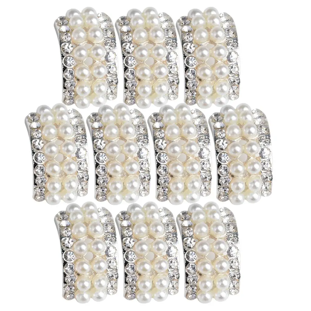 10pcs Pearl Flatback Buttons Rhinestone Embellishments DIY