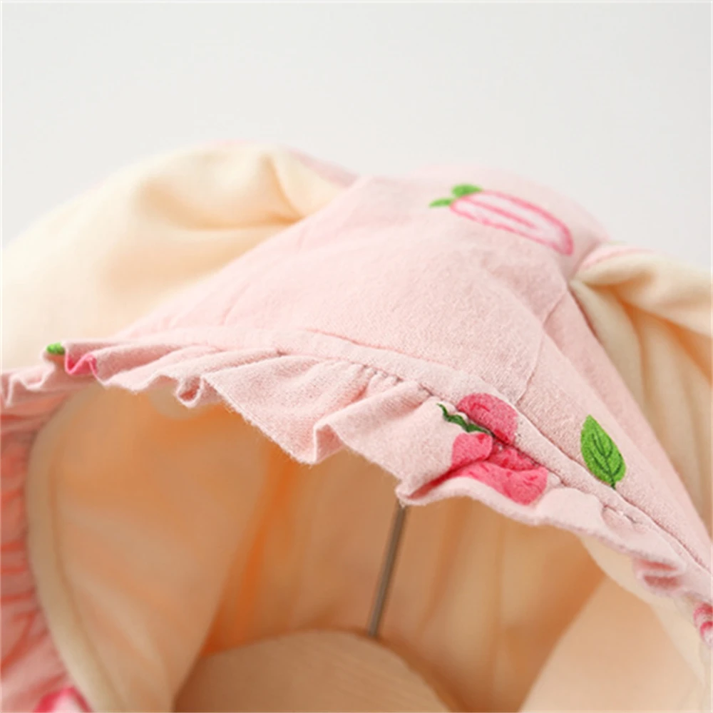 Winter Girl Baby Padded Cotton Jacket For Children 2/Piece Strawberry Hooded Warm Cotton Jacket+Bag