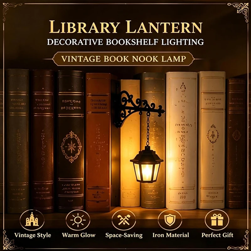 Retro LED Lamp Book Light Vintage Decor Gothic Hanging Light Mini Night Light Reading Lamp Library Bookshelf Lantern Book Light