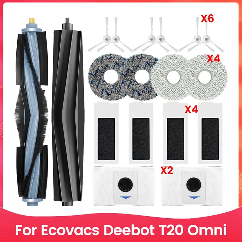 

A7THK-для Ecovacs Deebot T20 Omni комплекты запасных частей для пылесоса основная боковая щетка HEPA-фильтры швабра тканевые мешки для пыли аксессуары