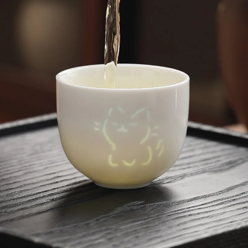 Ceramic hollowed-out exquisite tea cup, creative owner cup, household tea bowl, single cup, personal high-end style