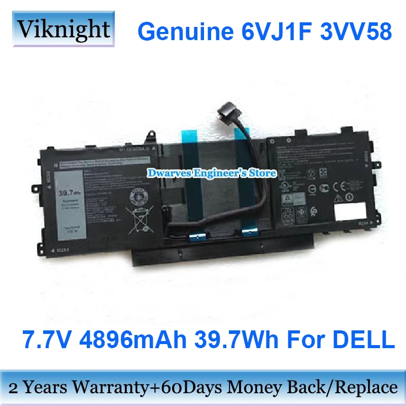 Genuine 6VJ1F 3VV58 Battery 7.7V 39.7Wh For DELL Laptop Batteries Packs 4896mAh