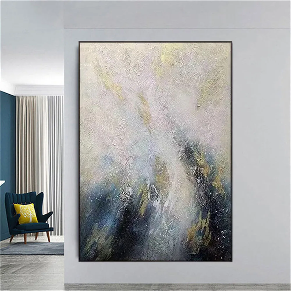 

New Design High Quality Handmade Gold Foil Abstract Oil Painting On Canvas Paintings Decor Living Room Art Wall Picture For Home