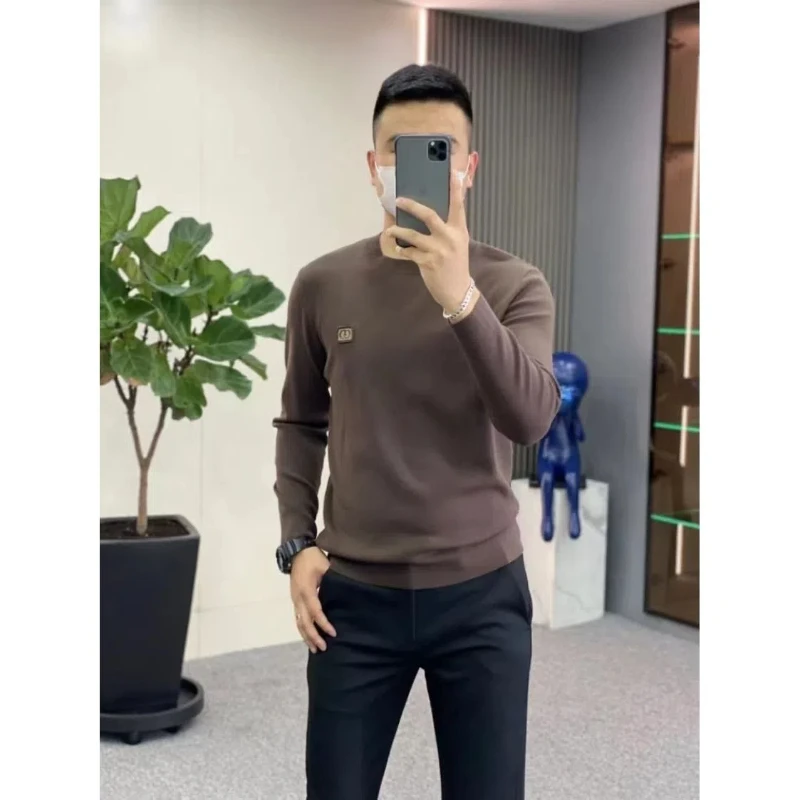 

Autumn Winter New Fashion Round Neck Long Sleeve Pullovers Men's Clothing Casual All-match Bottoming Shirt Korean Young Chic Top