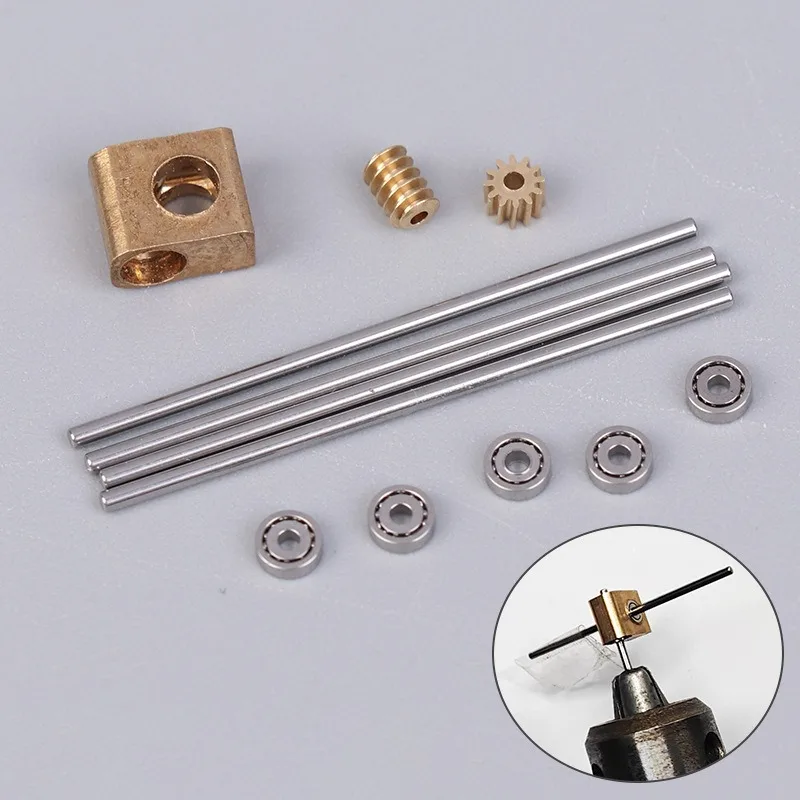 Mini 0.2M Worm Gear Reducer 12 Times Reduction Mechanism 90 Degree Transmission for Model Car Parts
