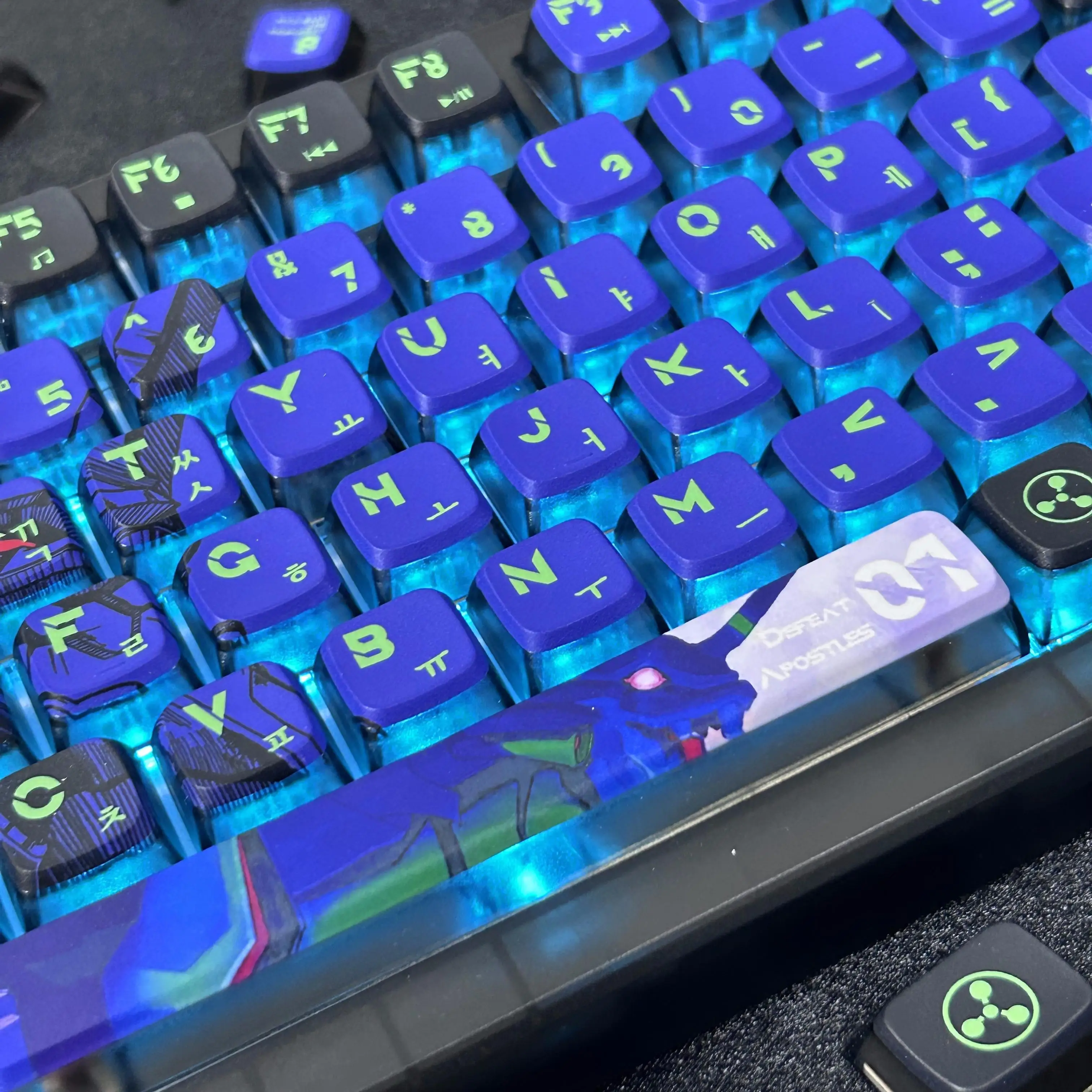 Coreano EVA Keycaps, PBT Dye Sublimation, Pudim Translúcido Keycap, Cartoon Anime Game Theme, Caps de teclado mecânico, Perfil ASA