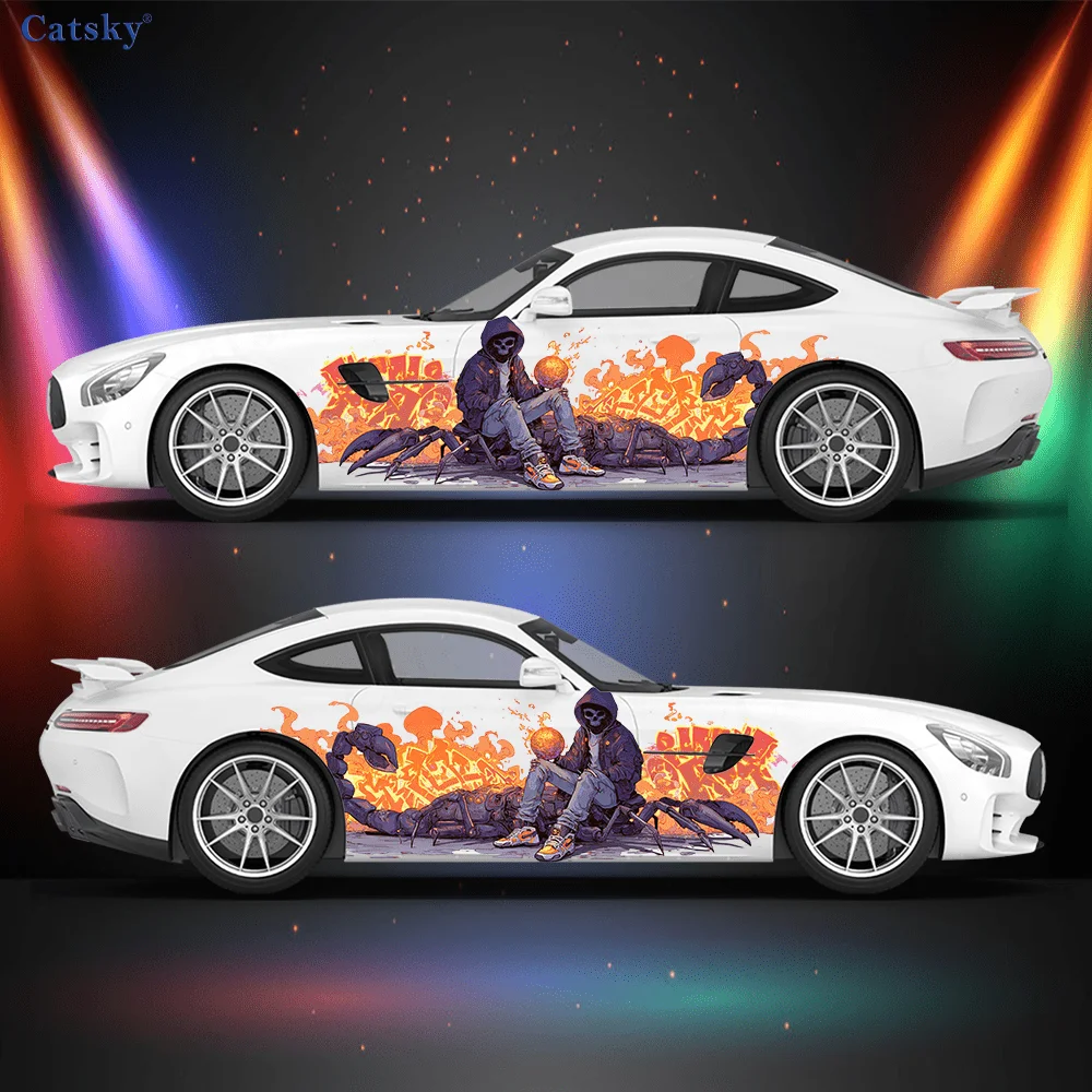 

Наклейка с изображением огненного скорпиона на черепе, играющего с огненным шаром, для автомобилей и грузовиков, прочная, устойчивая к выцветанию, легко устанавливается и снимается.