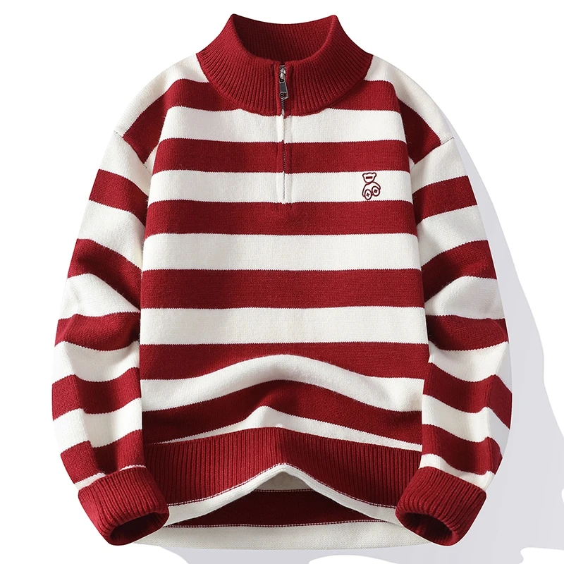 2026 New Autumn Winter High End Luxury Thin Wool Sweaters For Man Fashion Striped Men's Sweater Soft Warm Mens Christmas Jumper