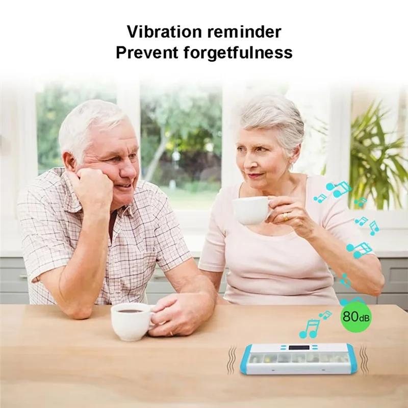 BNVN-Smart Pill Organizer Electronic Timing Reminder Storage Case Timer Weekly Pills Container Alarm Box For Traveling Coffee Wh