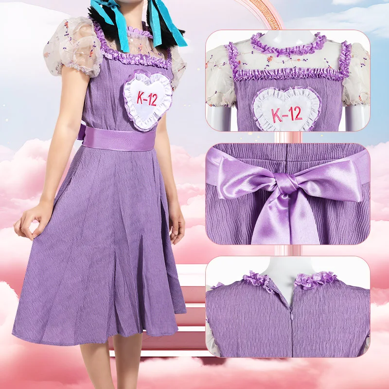 Women K-12 Cry Baby Angelita Costume Adult Pink School Uniform K-12 Melanie Martinez Purple Dress Halloween Cosplay