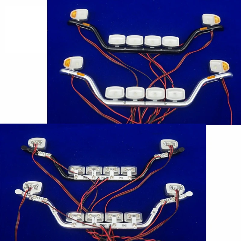 Metalowa przednia siatka w kokpicie LED pręt aluminiowy lekka 4 lampa kwadratowa dla 1/14 Tamiya zdalnie sterowana ciężarówka Scania 770S 56371 Actros Volvo część