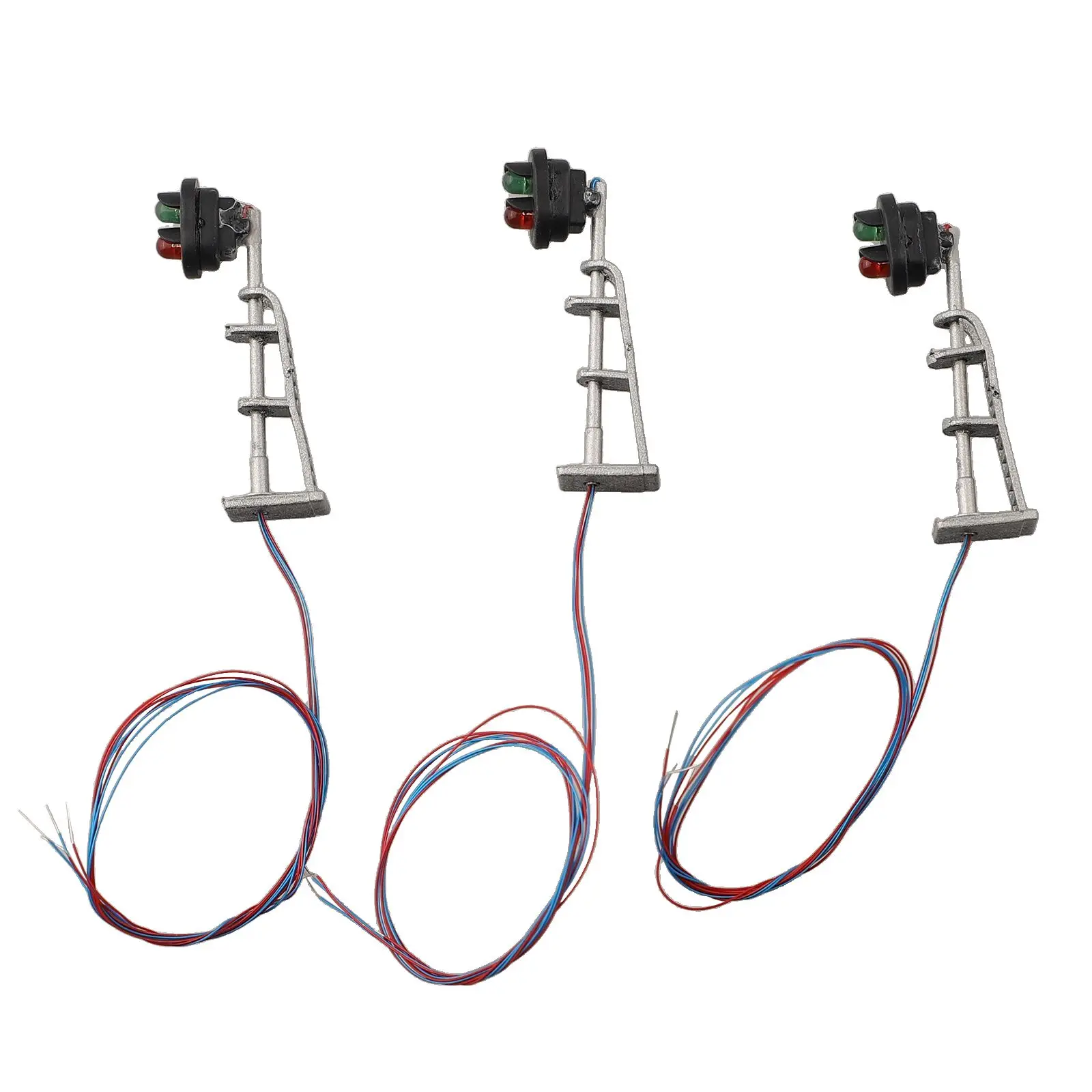 3pcs Model Railroad N Scale 87 Track Signal Lights with Red Green 2 LED for Building Layout Use 9V 12V AC DC Power