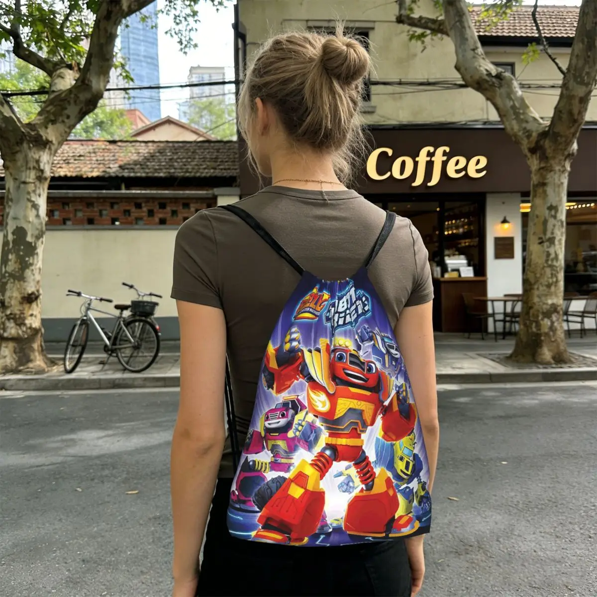 Blaze And The Monster Machines Backpacks Portable Drawstring Bags Sports Bag Book Bags for Travel School