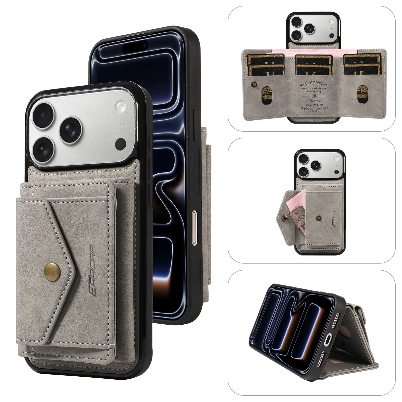 PU Leather Phone Case for Samsung Galaxy S26 S25 S24 S23 S22Ultra FE A13 A15 A23 with Kickstand Slots Shockproof Dustproof Cover