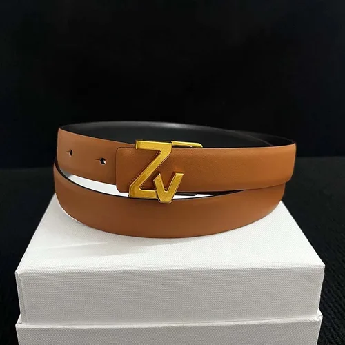 Imagen 2 del producto Cinturón fino de 2,5 cm de marca famosa para mujer, cinturones de cuero genuino de alta calidad para mujer, correa de Metal, cinturón de lujo, cinturón vaquero a la moda para mujer