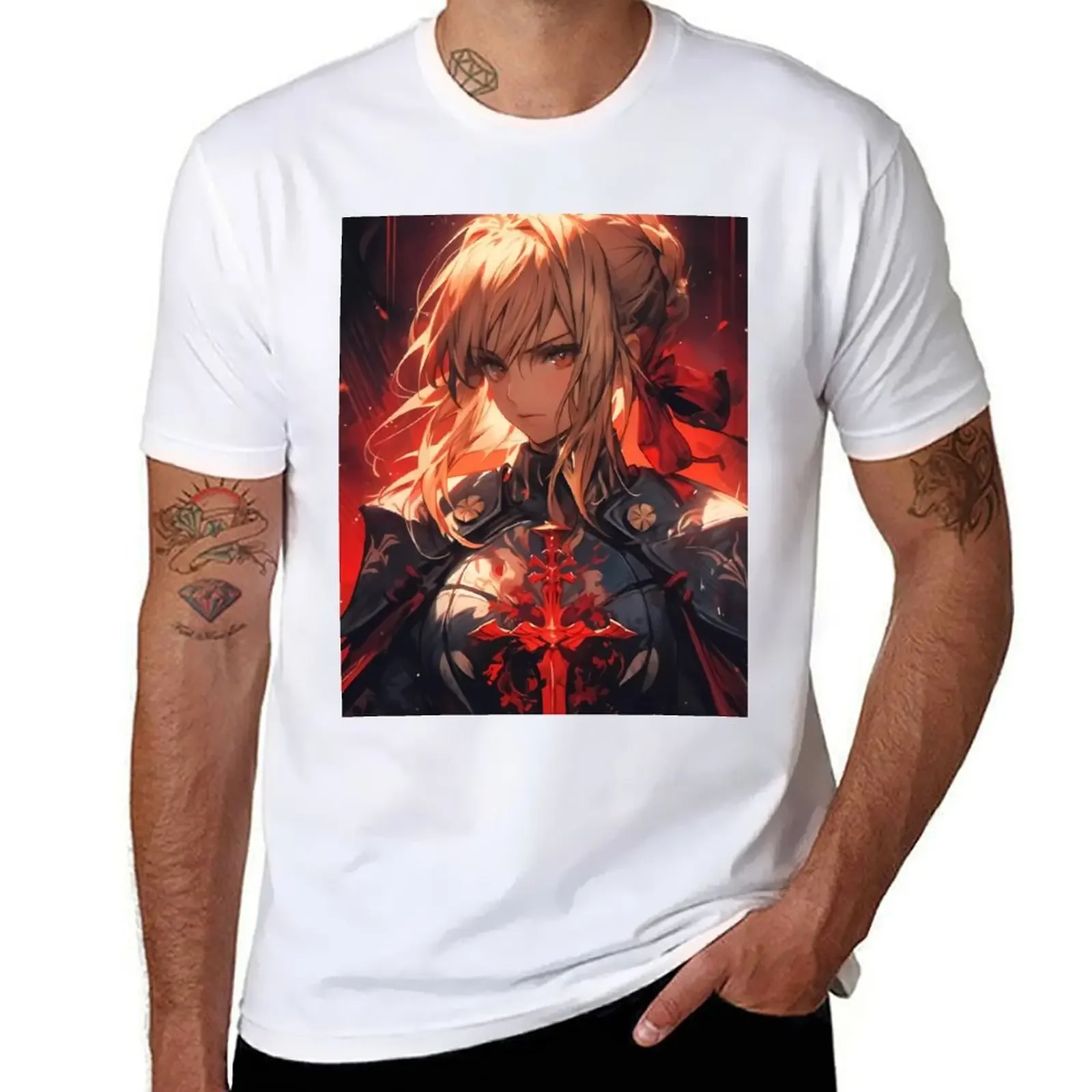 Saber The Gallant Knight of Fate Stay Night T-Shirt oversized graphics aesthetic clothes tshirts for men 2024 heavyweight hot