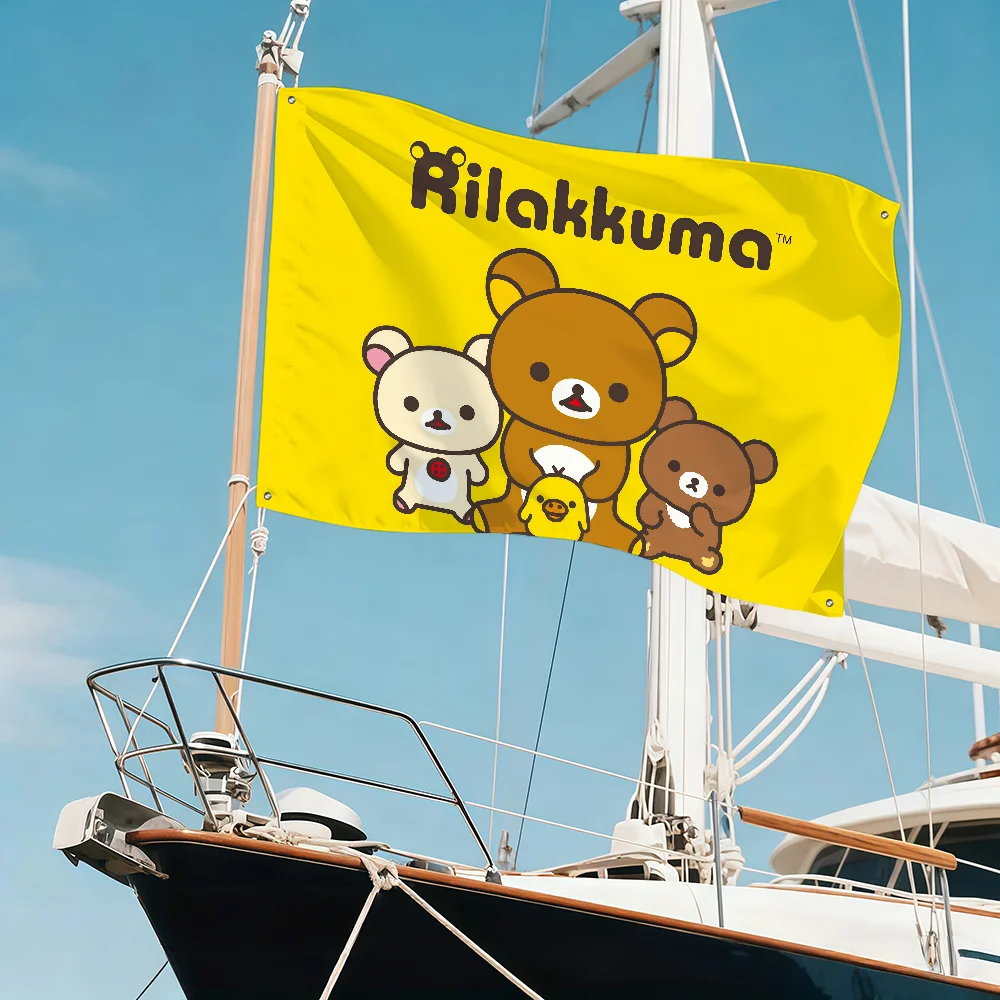 R-Rilakkuma Cute Bear Flag Art Sci Fi Room Home Decor Wall Mount Home Decor Banner