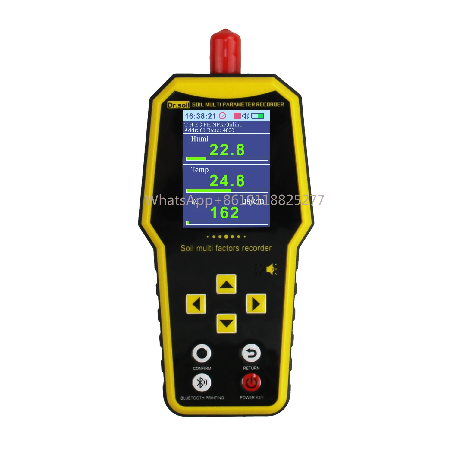 Detector de Sensor de humedad de suelo portátil, probador de valor de Ph, pH, temperatura, humedad, contenido de sal, EC, 7 en 1