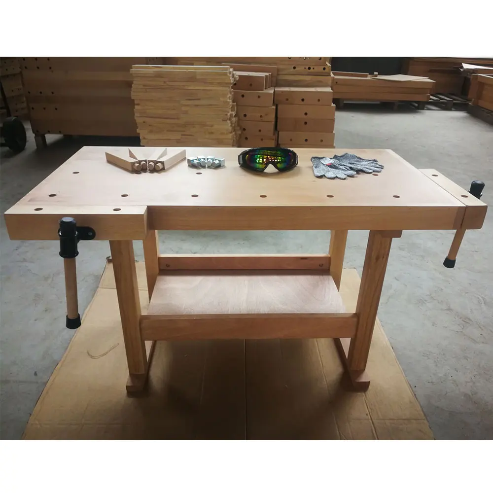 Mesa de trabajo de madera de haya para el hogar, banco de trabajo de 57cm de altura, AT119, 100x50cm