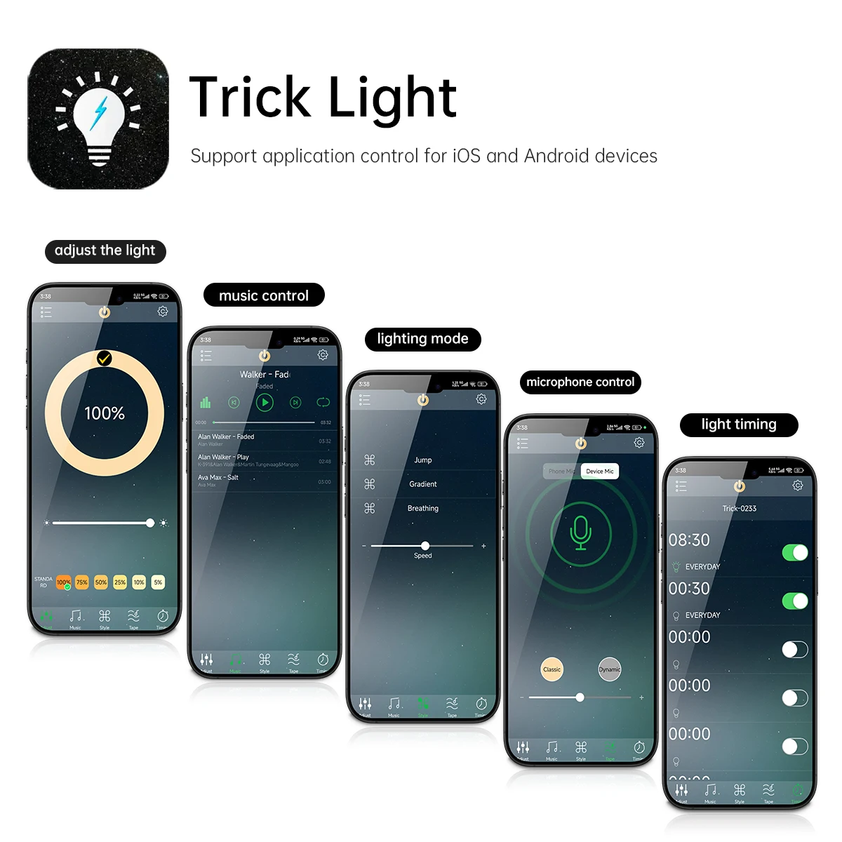 1-6PCS LED Bar Light Efficient Heat Dimmable RF Remote/Bluetooth Control 12V 30CM/40CM/50CM Night Lihgt for Kitchen Living Room