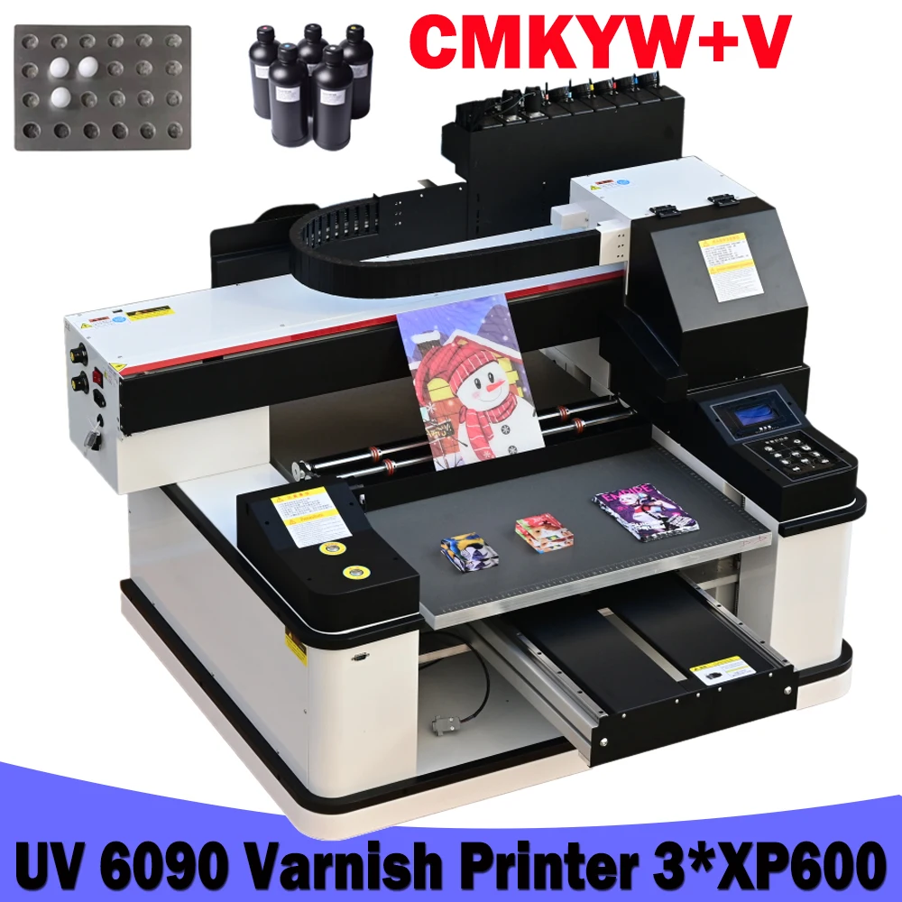 ACI-自動UVニスプリンター,6090 UV,LEDフラットベッドプリンター,木製Tシャツ用,金属印刷,xp600 cmykw v