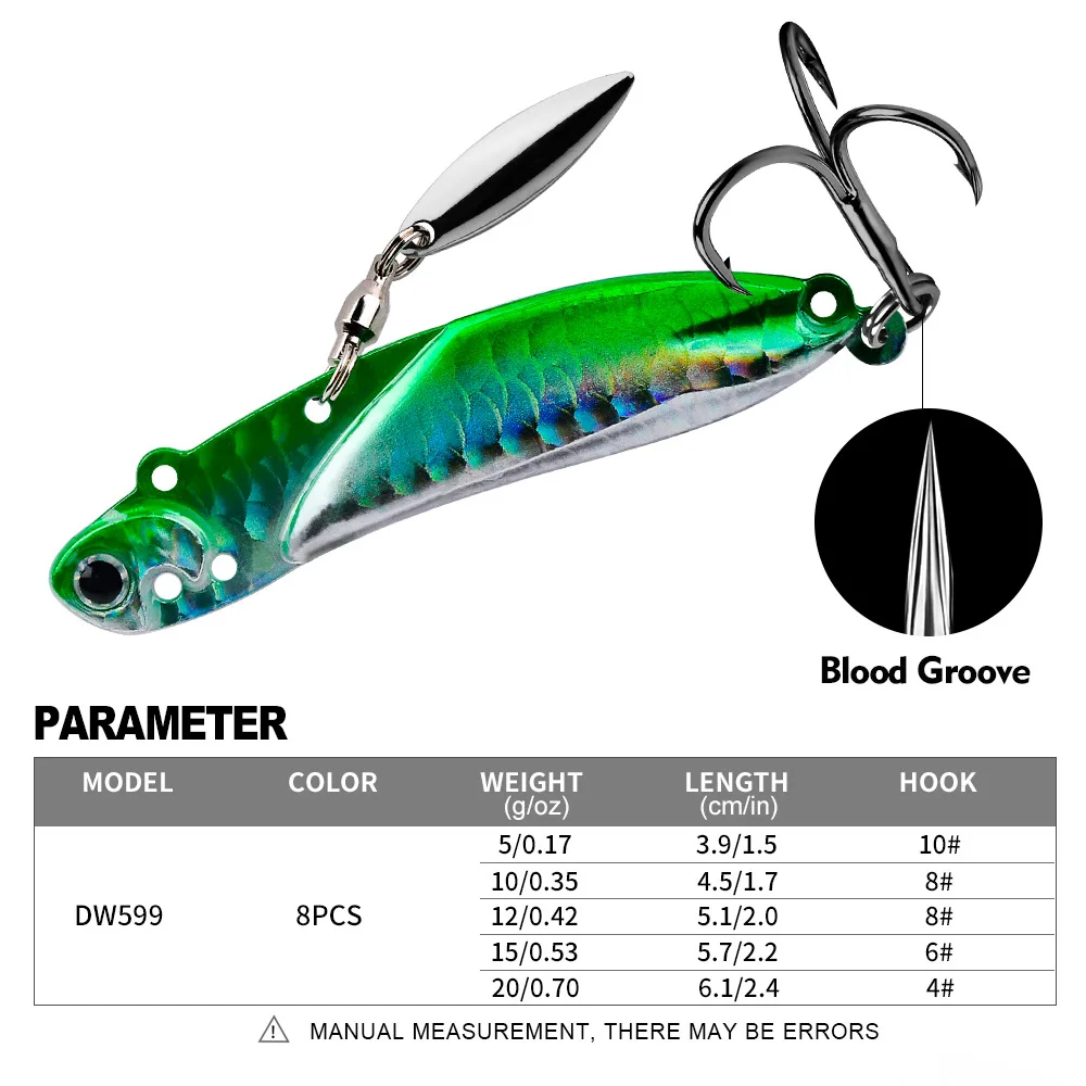 1PC 5g 10g 12g 15g 20g Metal VIB Spoon Spinner Lure VIB Lure Bait Jig Sequin Fishing Wobbler Trolling Hard Baits Bass Tackle