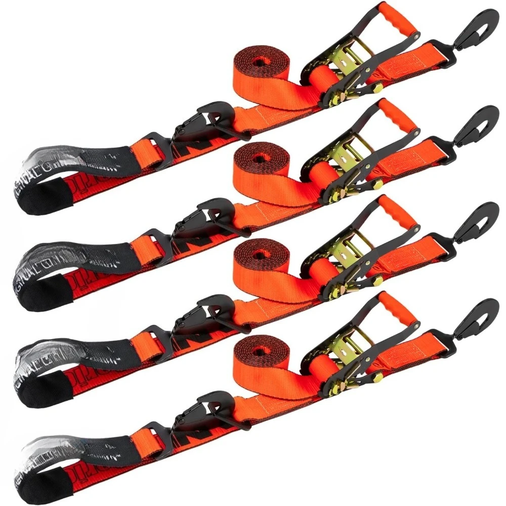 

High quality 4 Pack Axle Tie Down Combo Strap with Snap Hook Ratchet - 2 Inchx114 Inch-PROSeries - 3,300 Pound Safe Working Load
