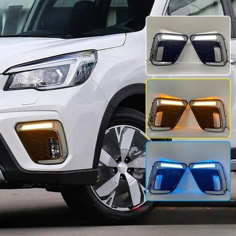 Car Led Daytime Running Light Flowing Turn Signal Front Fog Lamp Modifiation Accessories For Subaru Forester 2019 2020 2021