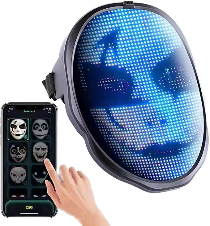 Hot Sale 115 Stock Patterned LED Full-Face Party Mask Application Control Full-Color Display Mask