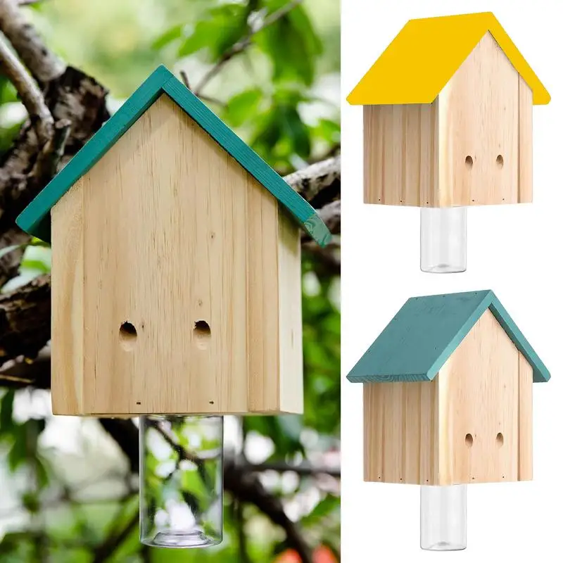 

Wood Bee Trap Natural Cabin Style Wood Bee Traps Bee Catchers for Outside Hang from Eaves Deck Railings or Under Branches