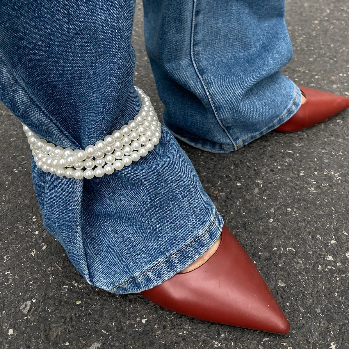 

Imitation Pearl Multilayer Anklets for Women Girls Exquisite Elegant White Beaded Foot Chain Pants Chain Wedding Jewelry