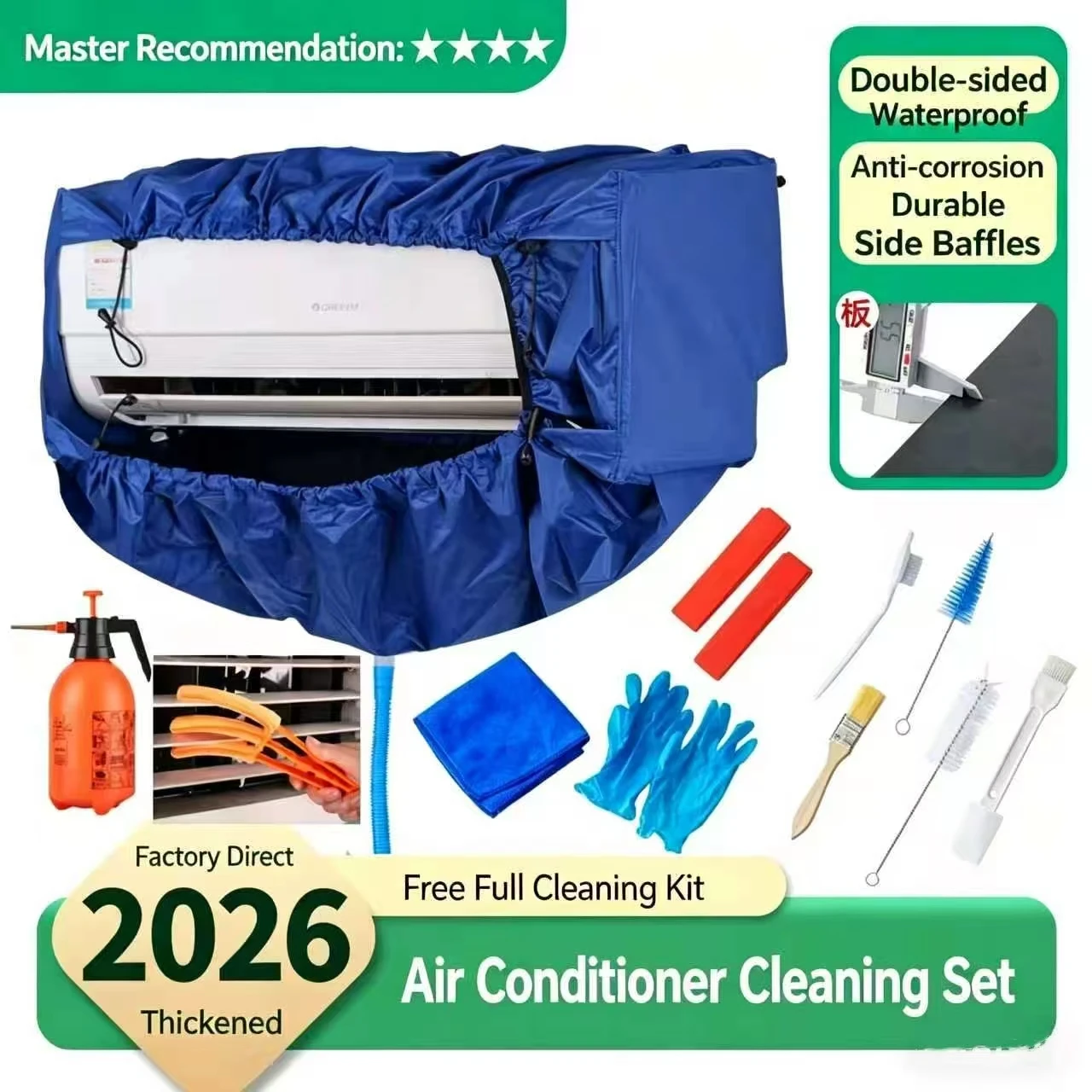 2026 Upgraded Air Conditioner Cleaning Kit PVC Material Waterproof Cover Full Set Cleaning Tools Split Indoor Units Heavy